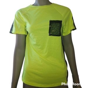 SUNSHINE AND RODEOS NEON GREEN WOMEN BLOUSE SIZE SMALL